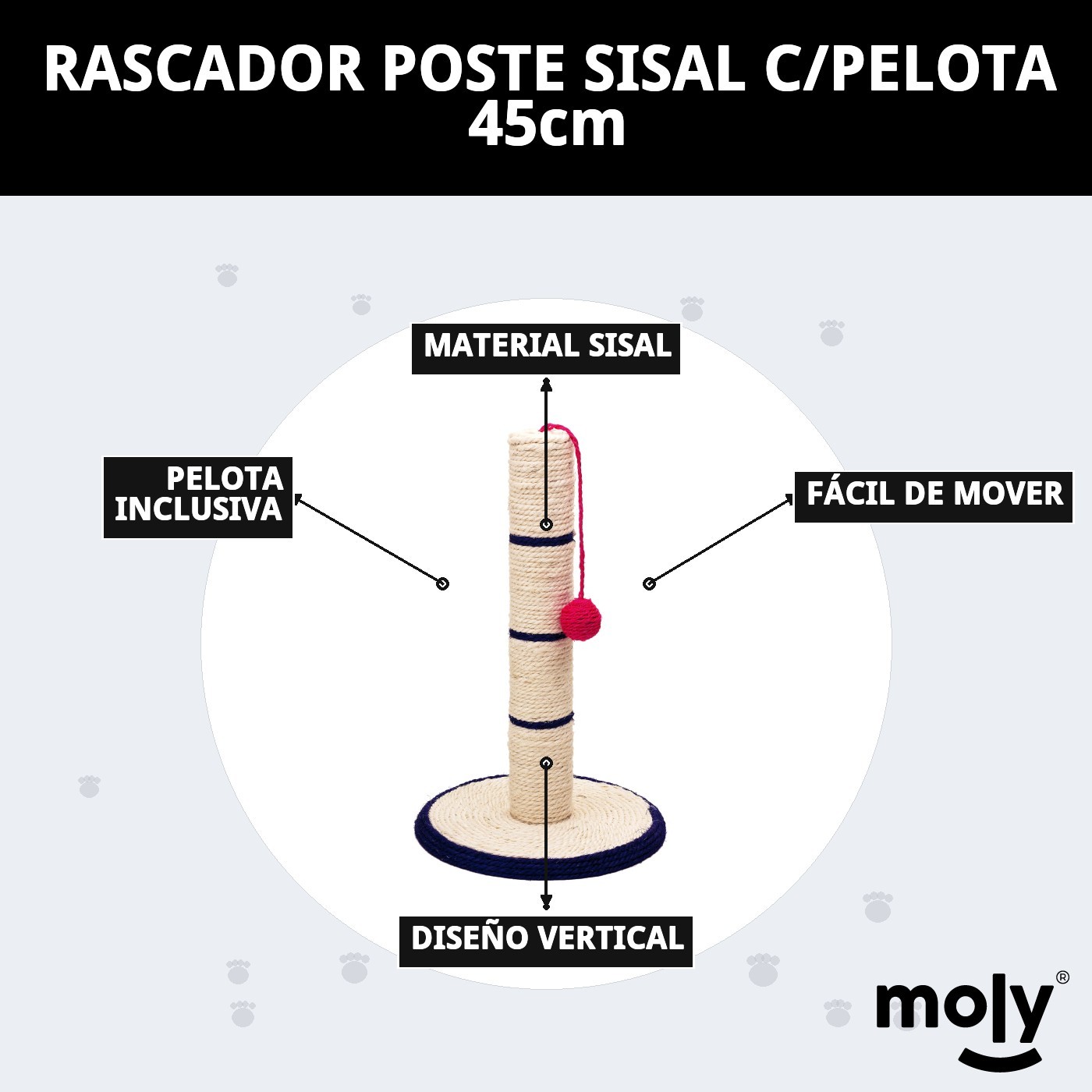 RASCADOR POSTE SISAL C/PELOTA 45cm