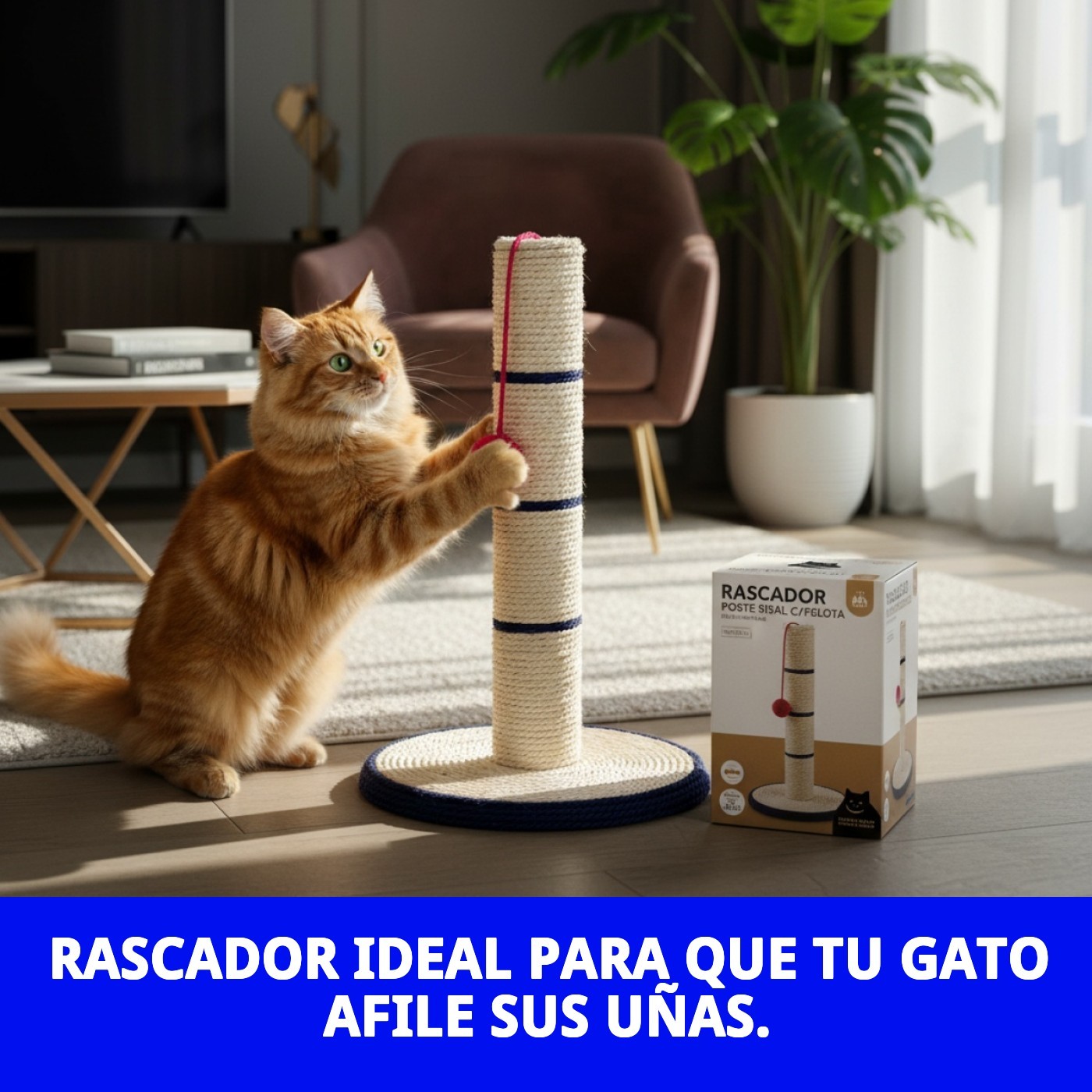 RASCADOR POSTE SISAL C/PELOTA 45cm