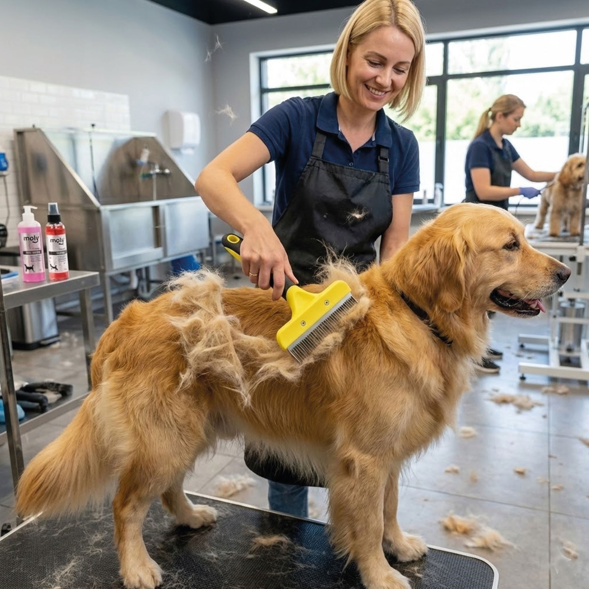 Rastrillo Quitapelo Grande Moly Confort | Herramienta Profesional para Deslanado y Eliminación de Pelo Muerto
