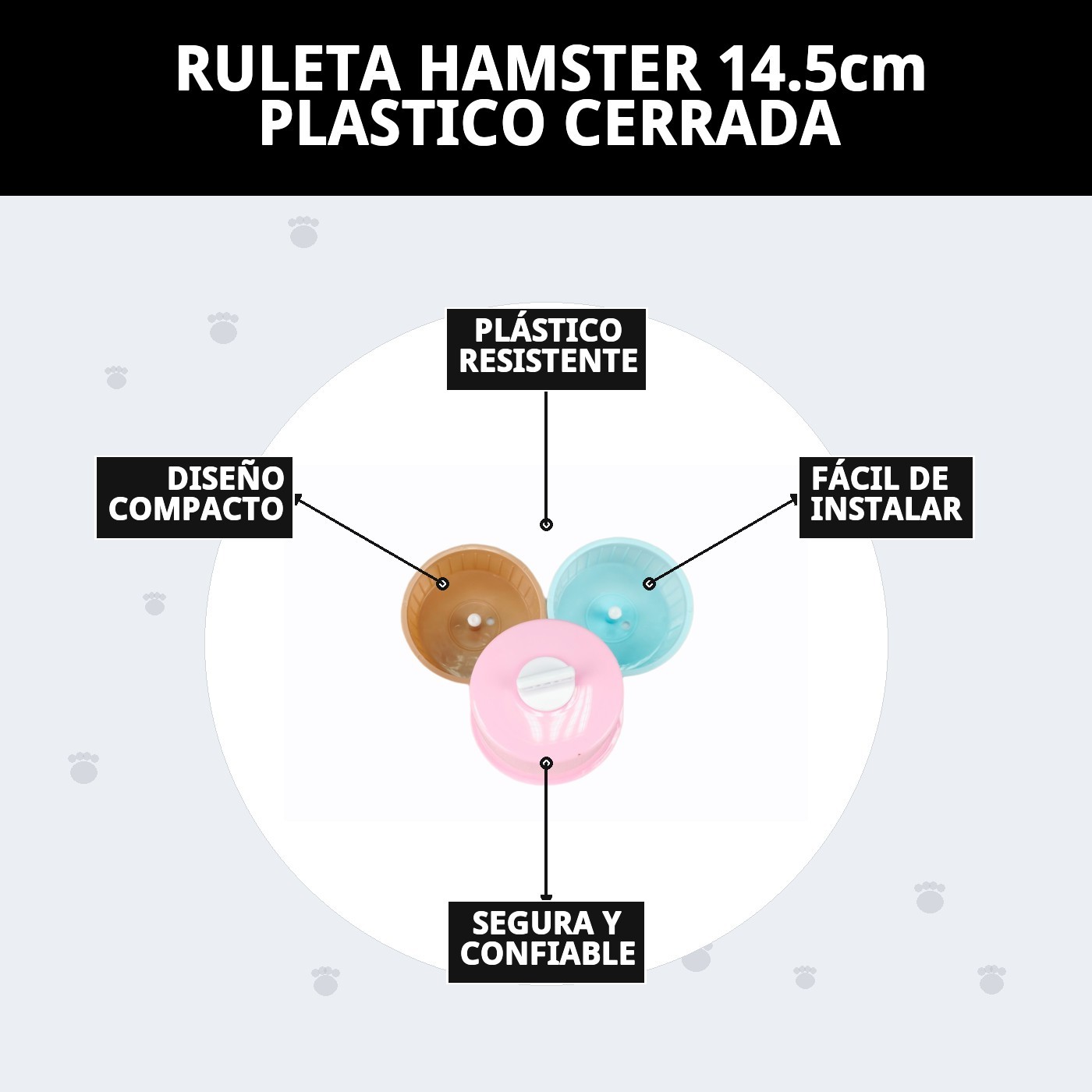 RULETA HAMSTER 14.5cm PLASTICO CERRADA