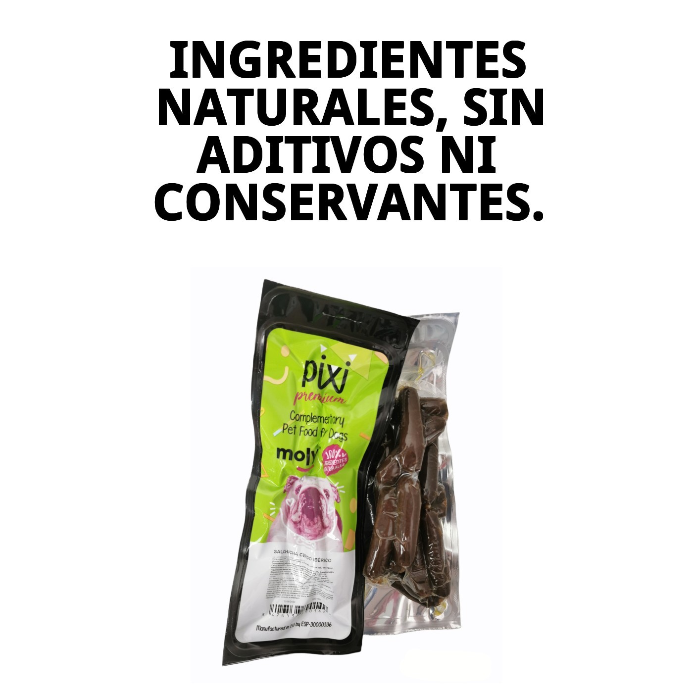 Salchichas de Cerdo Ibérico Moly 250 g | Snack Natural y Premium para Perros