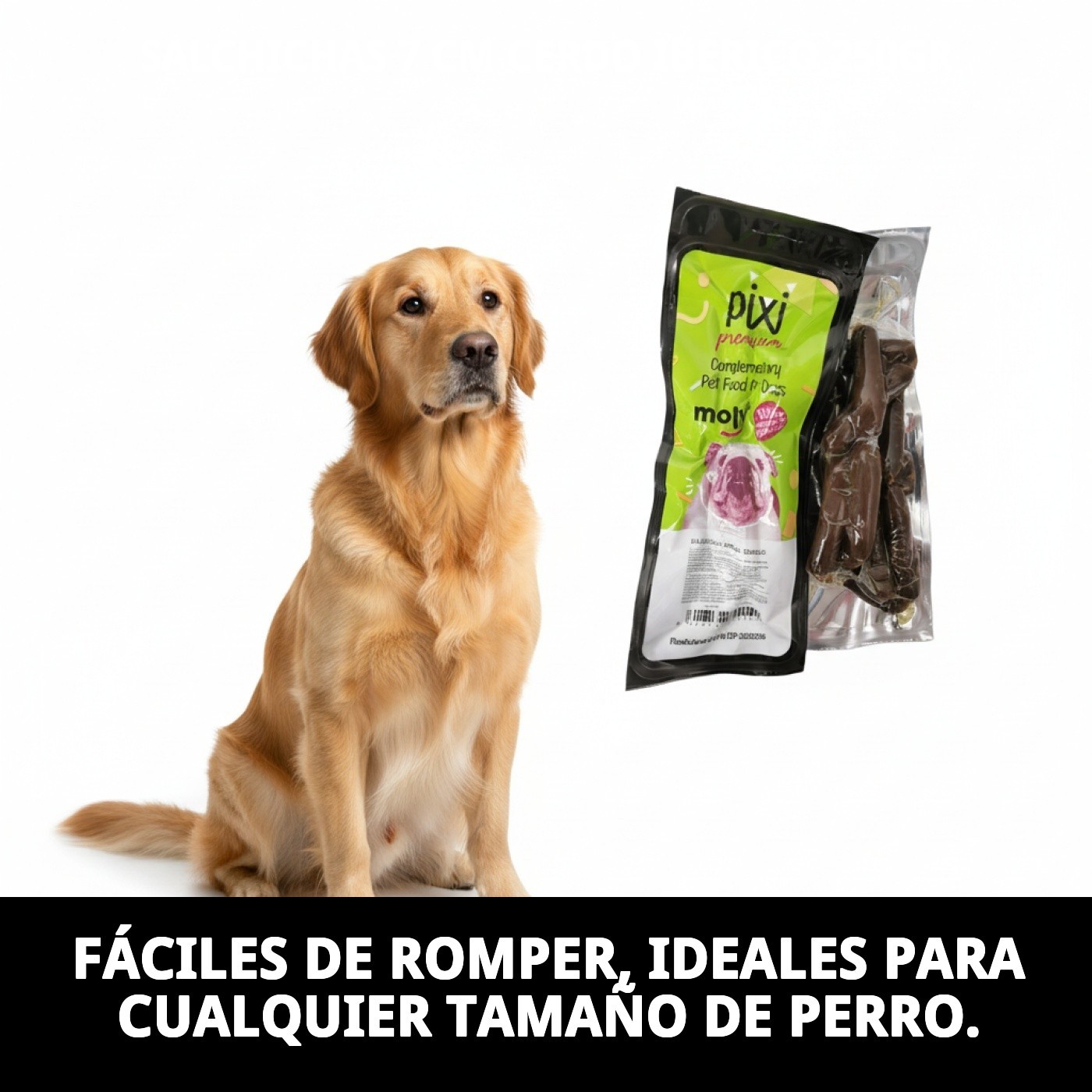 Salchichas de Cerdo Ibérico Moly 250 g | Snack Natural y Premium para Perros