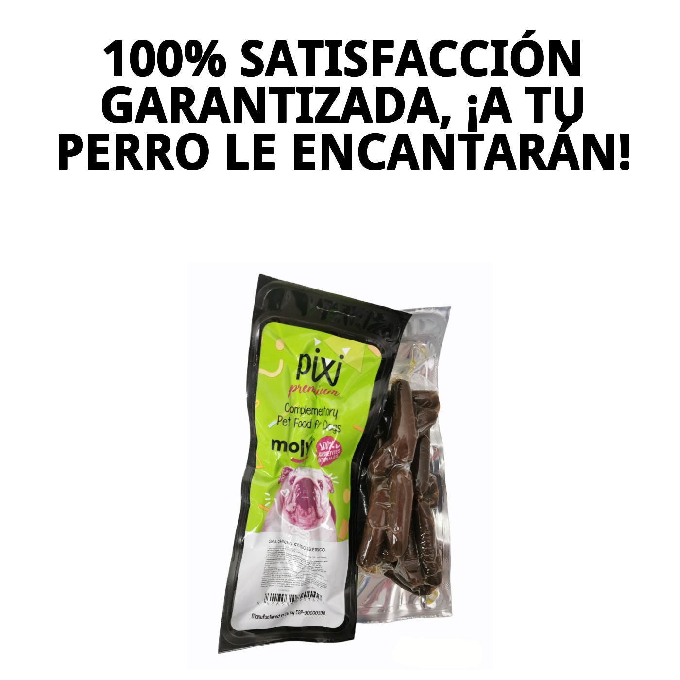 Salchichas de Cerdo Ibérico Moly 250 g | Snack Natural y Premium para Perros