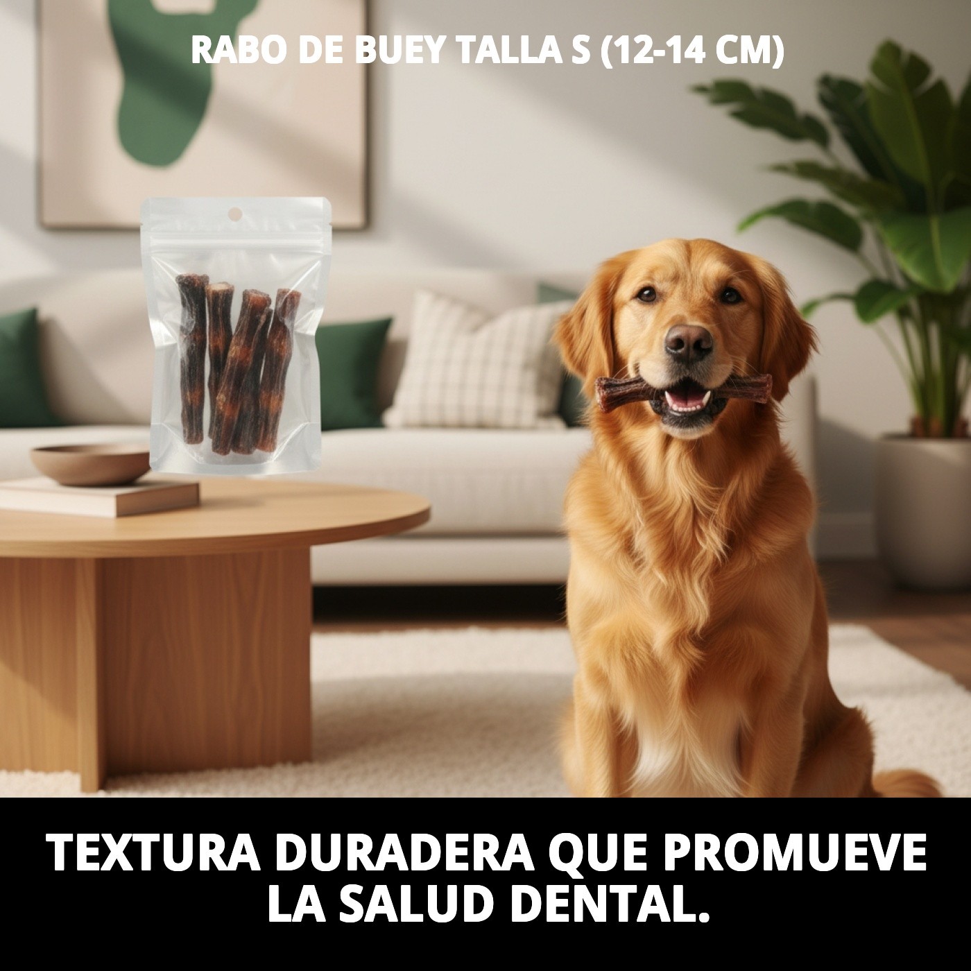 Snack Moly Rabo de Buey Talla S (12–14 cm) | Masticación Natural y Duradera para Perros Pequeños