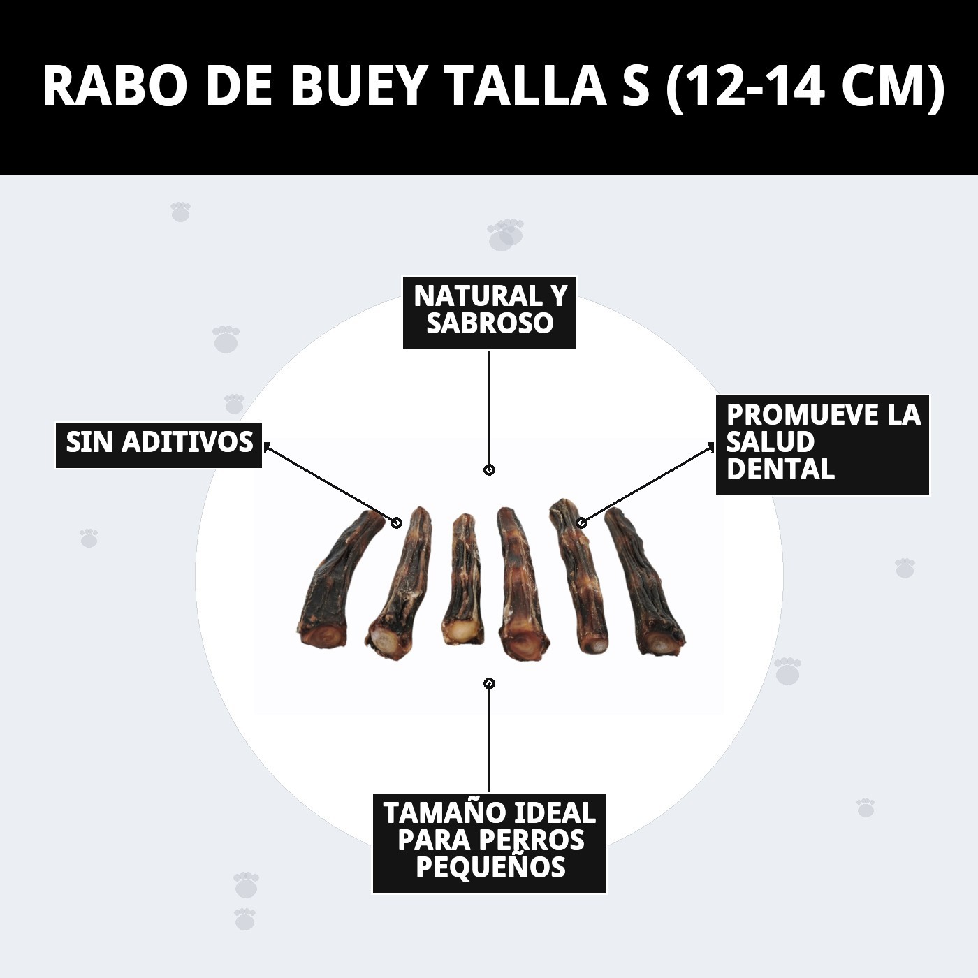 Snack Moly Rabo de Buey Talla S (12–14 cm) | Masticación Natural y Duradera para Perros Pequeños