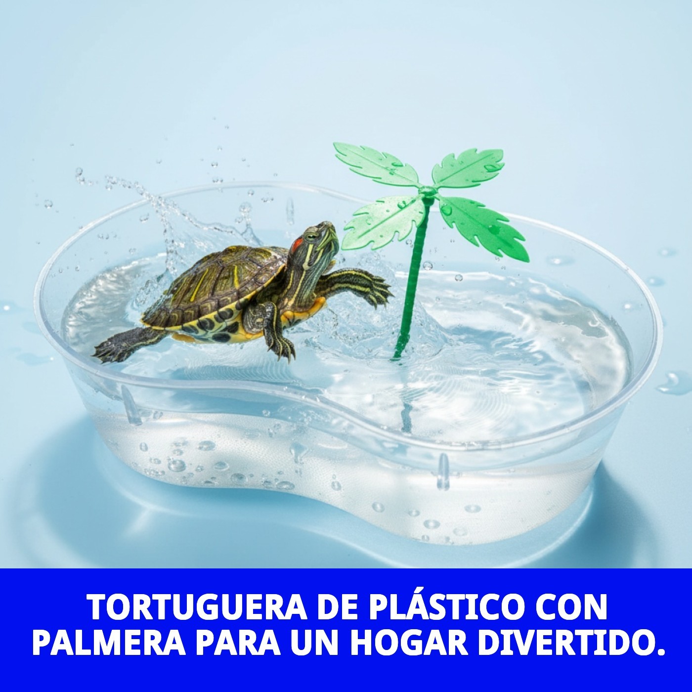 TORTUGUERA PLASTICO C/PALMERA 31X21X7,5 CM