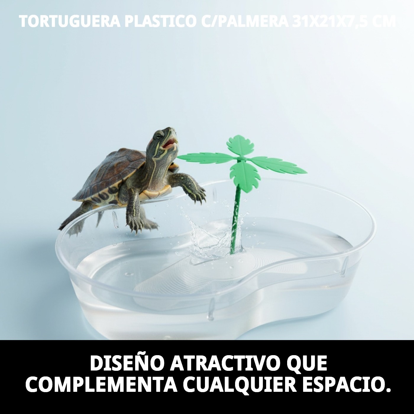 TORTUGUERA PLASTICO C/PALMERA 31X21X7,5 CM