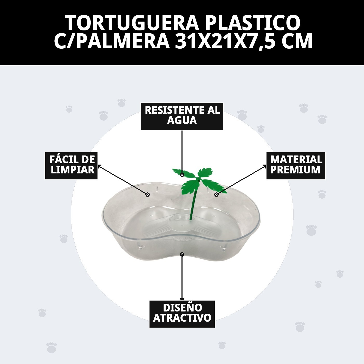 TORTUGUERA PLASTICO C/PALMERA 31X21X7,5 CM