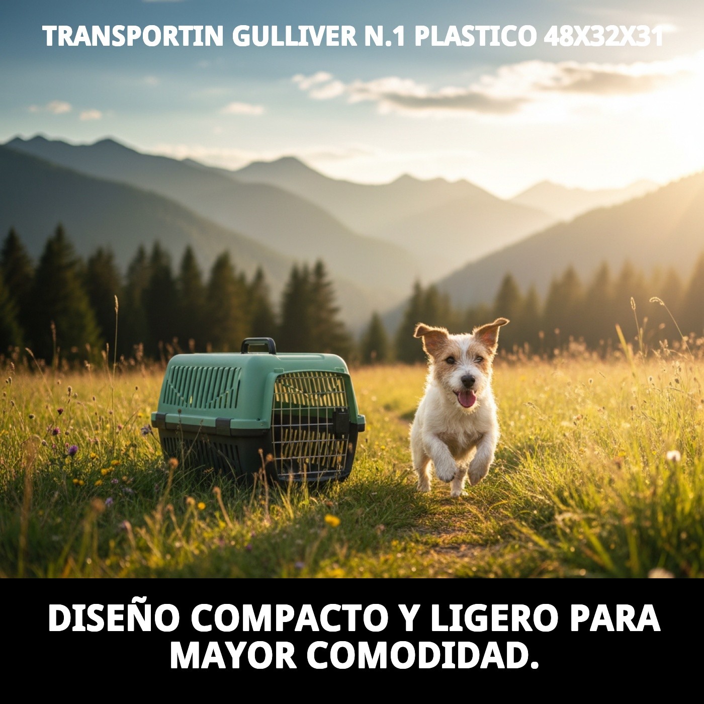 Transportín Gulliver N.º 1 48×32×31 cm | Transportín de Plástico Seguro para Perros y Gatos Pequeños