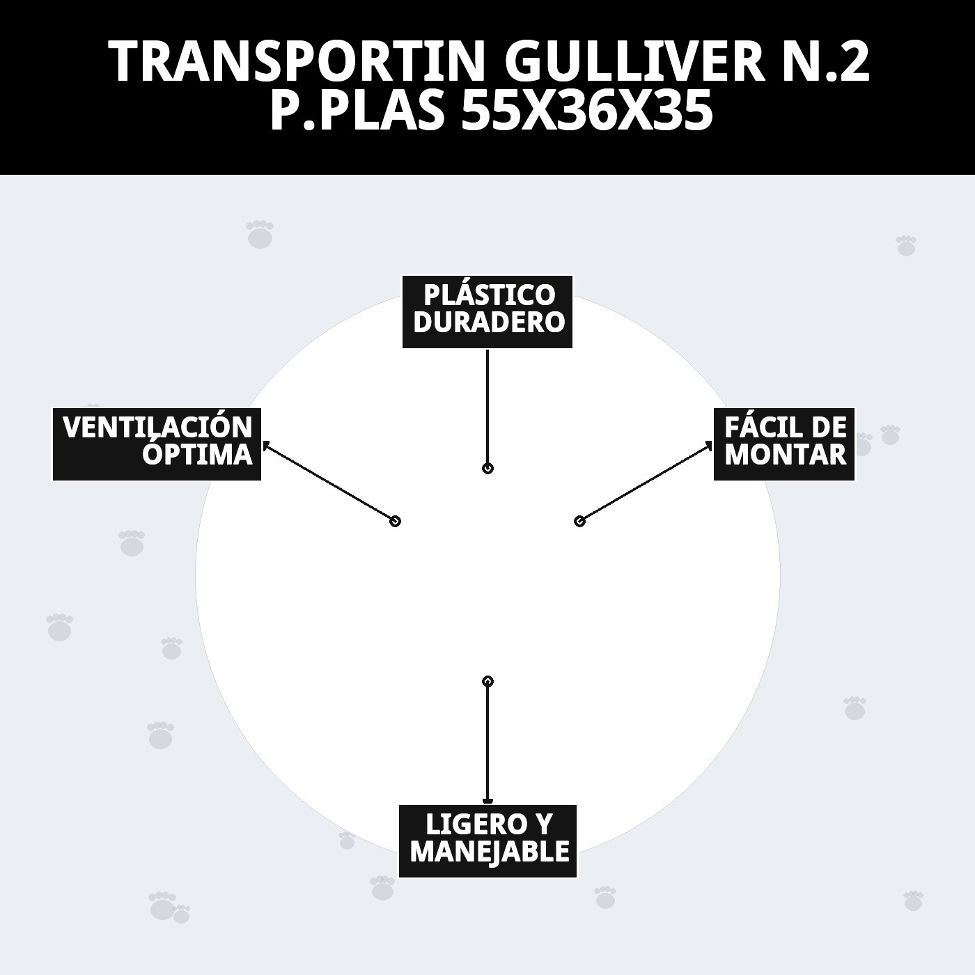 Transportín Gulliver N.º 2 55×36×35 cm | Transportín de Plástico Resistente para Perros y Gatos