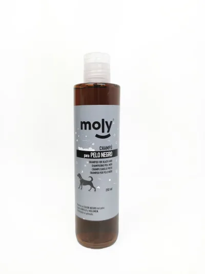 Champú Pelo Negro 250 ml Moly | Intensifica el Color y Aporta Brillo al Pelaje Oscuro