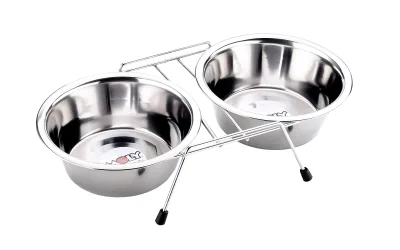 COMEDERO DOBLE 16.5CM C/SOPORTE 2X0.70L