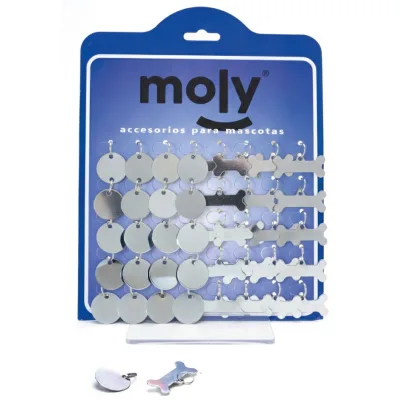 Expositor de 24 Placas Identificativas Collar Mix | Diferente Formas para Mascotas – Moly