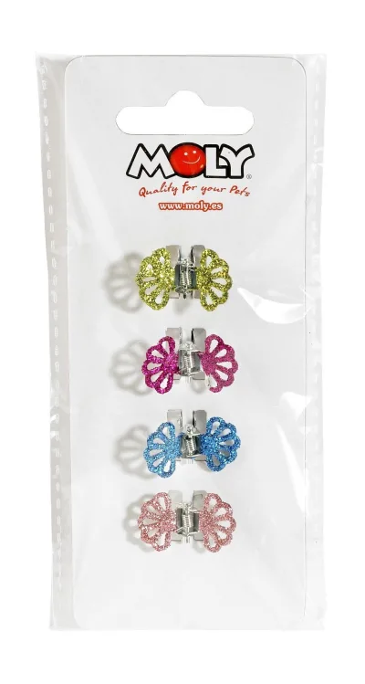 Expositor Moly con 4 Pinzas de Pelo para Perros | Accesorios Resistentes y Coloridos para Grooming