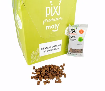 Expositor Moly Snack Premium de Hígado 50 Bolsitas 100 g | Premio Natural y Alto en Proteína para Perros Grain Free