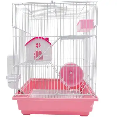 JAULA PARA HÁMSTER MOLY DE DOS PISOS CON BANDEJA EXTRAÍBLE Y PARRILLA 30 X 23 X 41 CM | INCLUYE COMEDERO, BEBEDERO Y RUEDA
