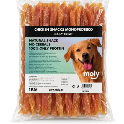 SNACK PARA PERROS FILETES DE POLLO TIERNO  A GRANEL – 1 KG