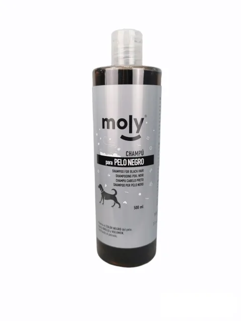 Champú Pelo Negro 500 ml Moly | Intensificador de Color y Brillo para Pelajes Oscuros