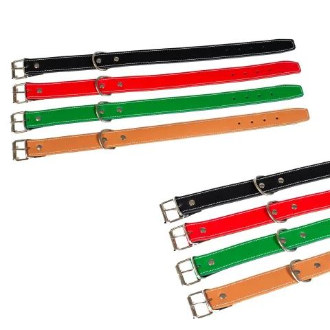Collar de cuero doble 60x3,5 cm para perros vista frontal