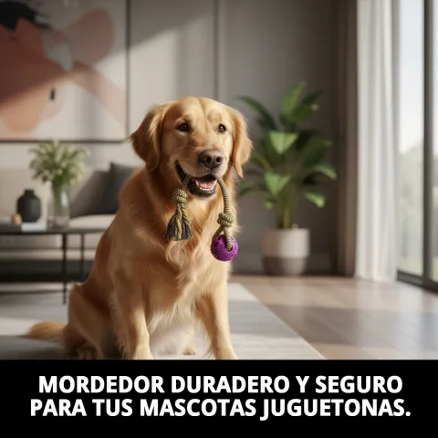 Vista lateral del mordedor con nudos para higiene dental