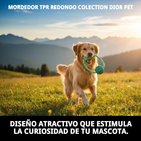 Vista lateral del mordedor TPR redondo para perros