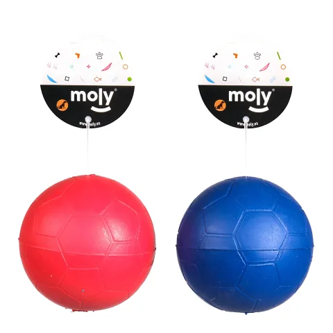 Pelota de caucho con sonido para perros tamaño 6,5 cm color azul