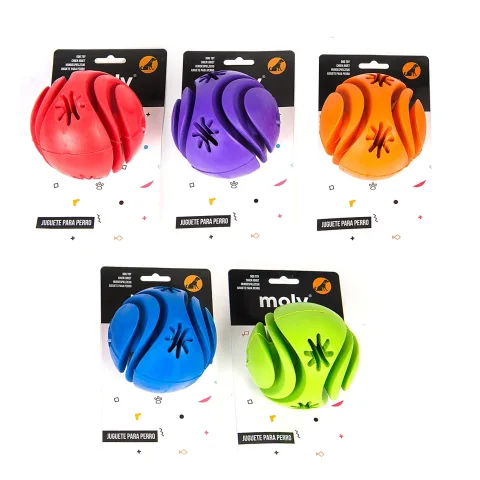 Pelota dental de caucho para perros vista frontal