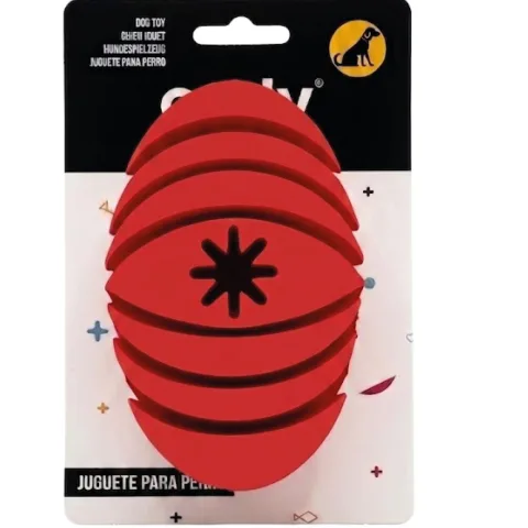Detalle de la superficie texturizada de la pelota rugby de caucho