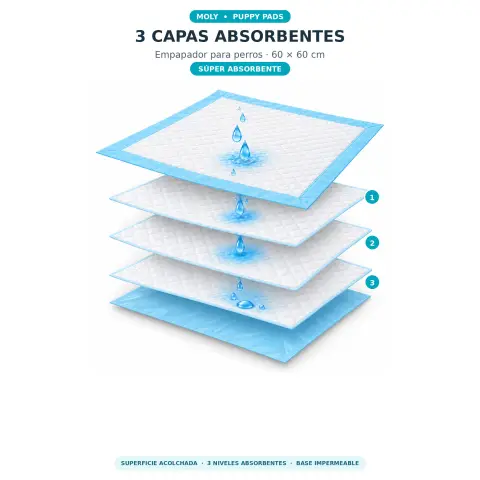 PUPPY PADS MOLY 320 UNIDADES 60 X 60CM