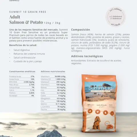 Detalle de croquetas de pienso hipoalergénico sin cereales con salmón para perros